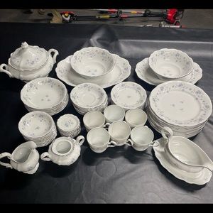 Johann Haviland Blue Garland Bavaria Platinum China- Vintage